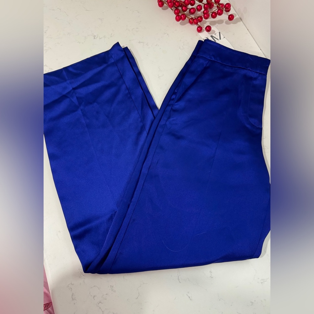 Zara Royal Blue Wide Leg Pants - Picture 3 of 14